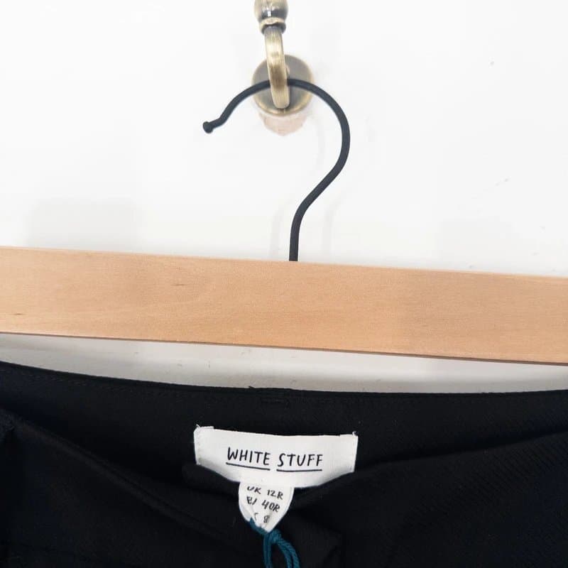 White Stuff White Stuff Belle Wide Leg Trousers Size 12 Regular Black Twill RRP £79