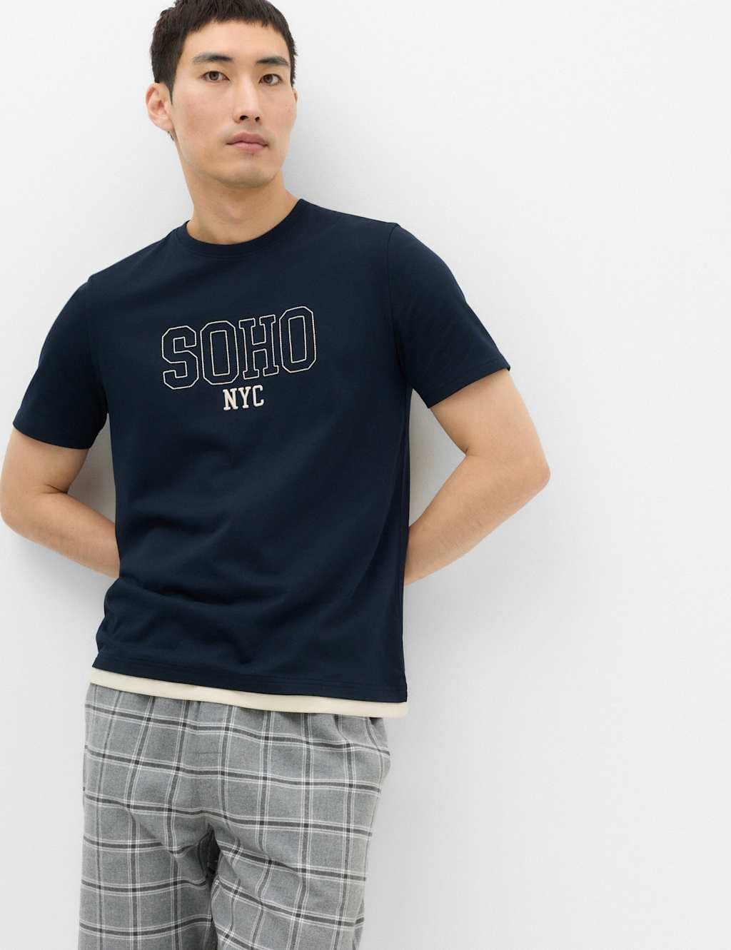 Marks & Spencer M&S Navy Cotton Soho NYC Graphic Loungewear Top