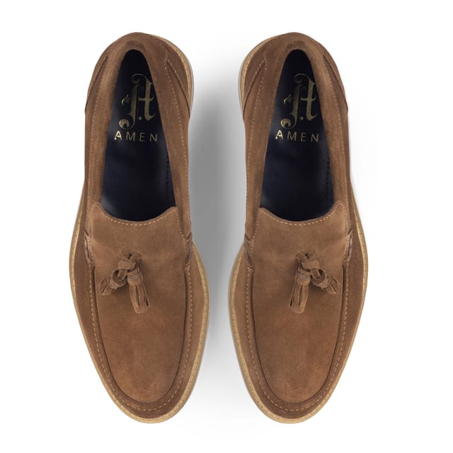 Amen Shoes Amen Shoes Men's Affleck Suede Leather Smart Loafers in Chocolate - 2