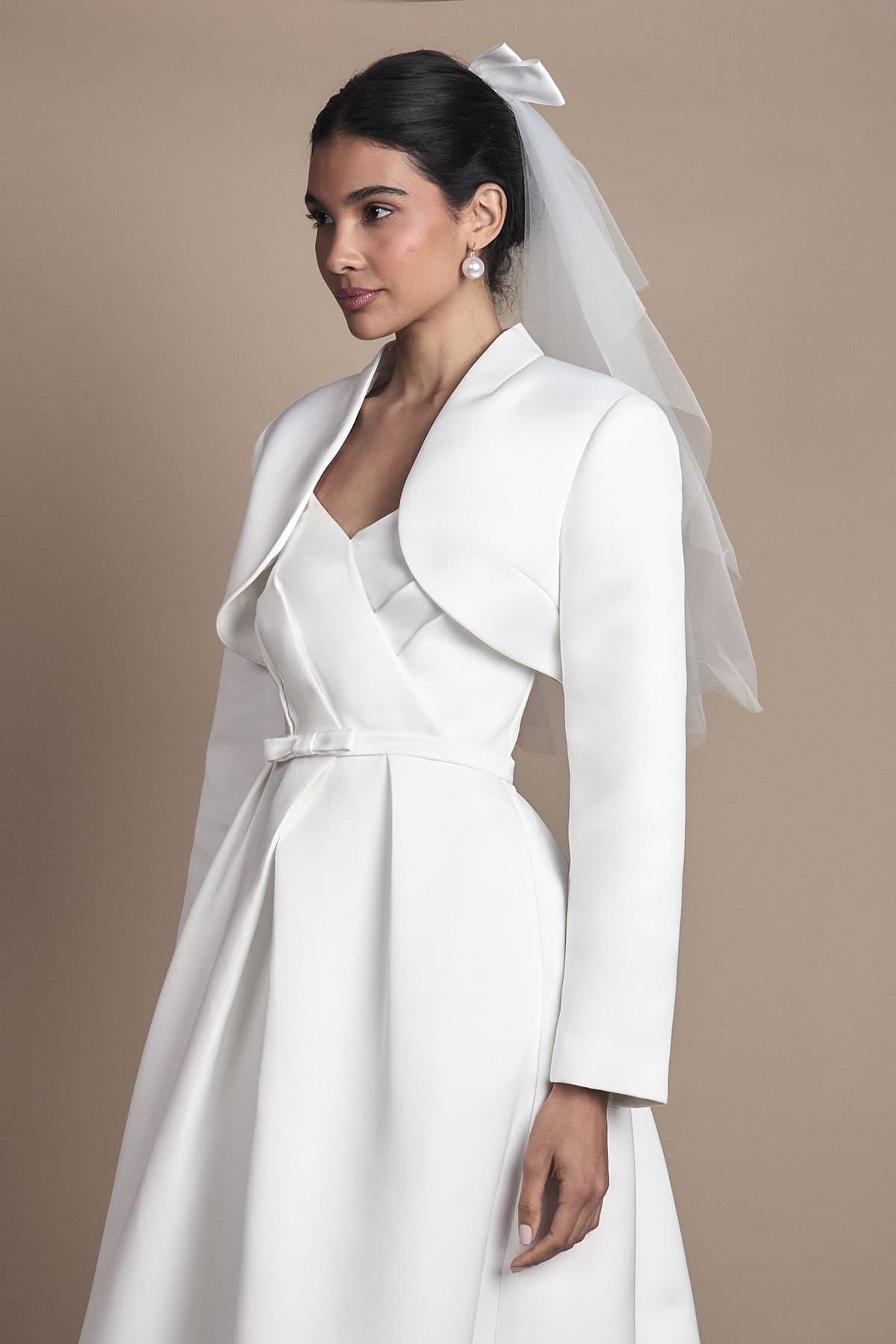 Coast Coast Women's Satin Bridal Bolero Jacket in Ivory