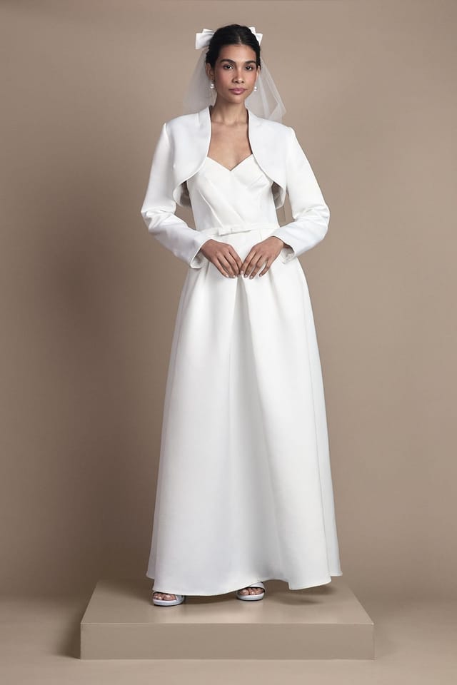 Coast Coast Women's Satin Bridal Bolero Jacket in Ivory - 2