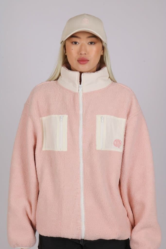 ROADIES OF 66 ROADIES OF 66 Women's Soft Pink Borg Jacket Relaxed Fit