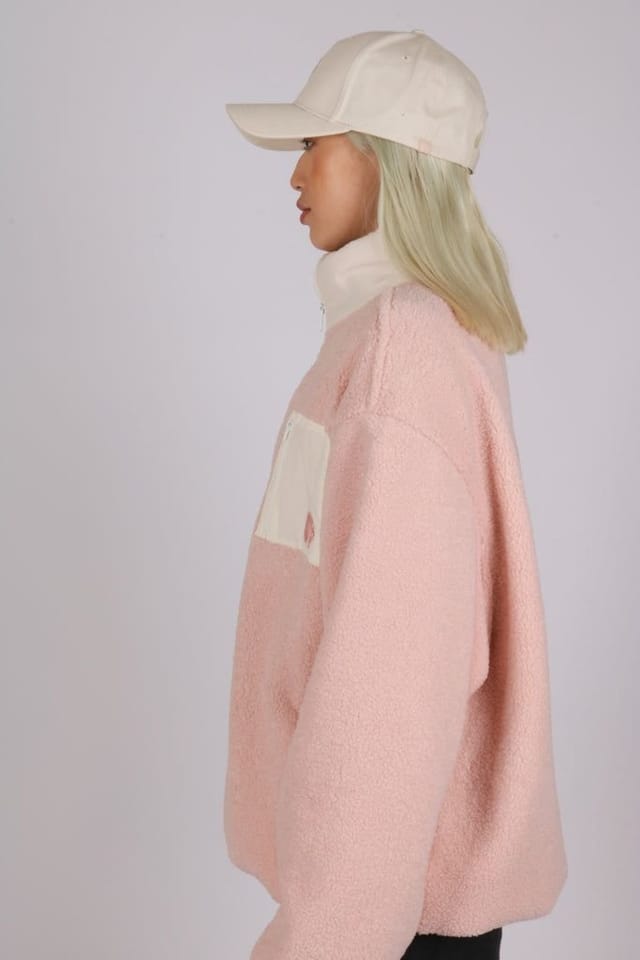 ROADIES OF 66 ROADIES OF 66 Women's Soft Pink Borg Jacket Relaxed Fit - 3