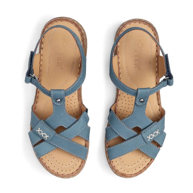 Hotter Hotter Women's Wide Fit 'Reya' Sandals in Mid Blue - 3