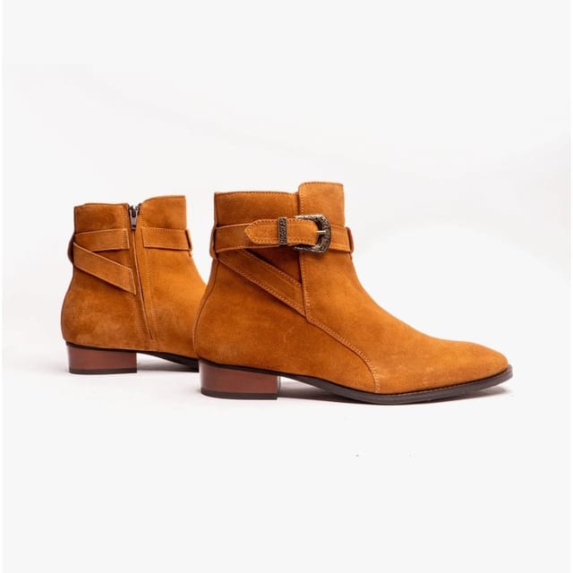 Club Cubano Club Cubano Men's Ricardo Buckle Cuban Heel Ankle Boots in Light Tan - 2
