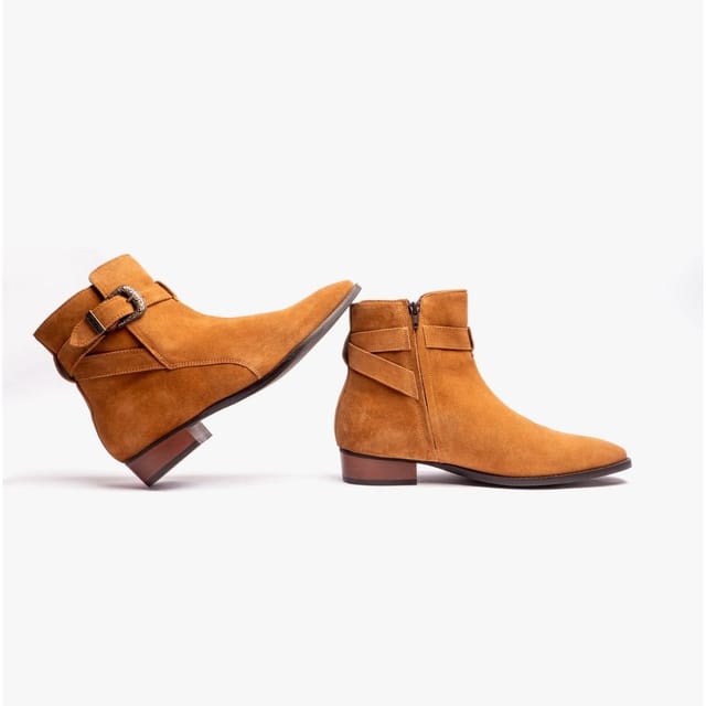 Club Cubano Club Cubano Men's Ricardo Buckle Cuban Heel Ankle Boots in Light Tan - 3