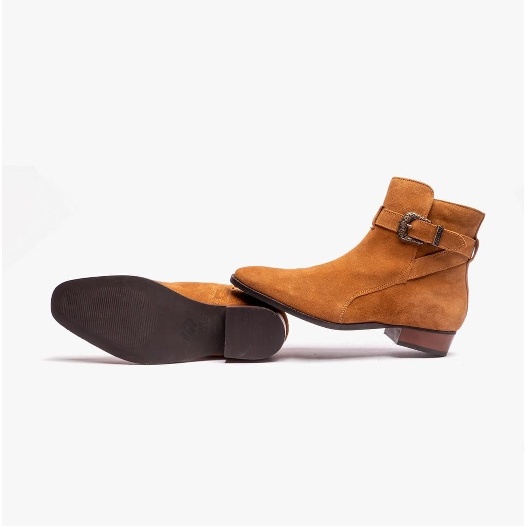 Club Cubano Club Cubano Men's Ricardo Buckle Cuban Heel Ankle Boots in Light Tan - 4