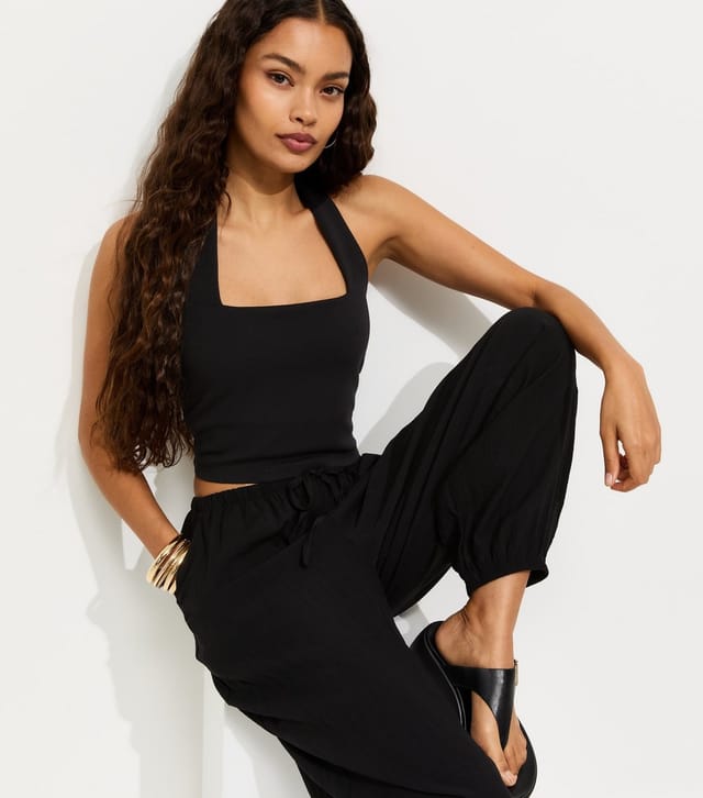 New Look Women's Petite Black Pleated Wide Leg Cuffed Trousers New Look - 3