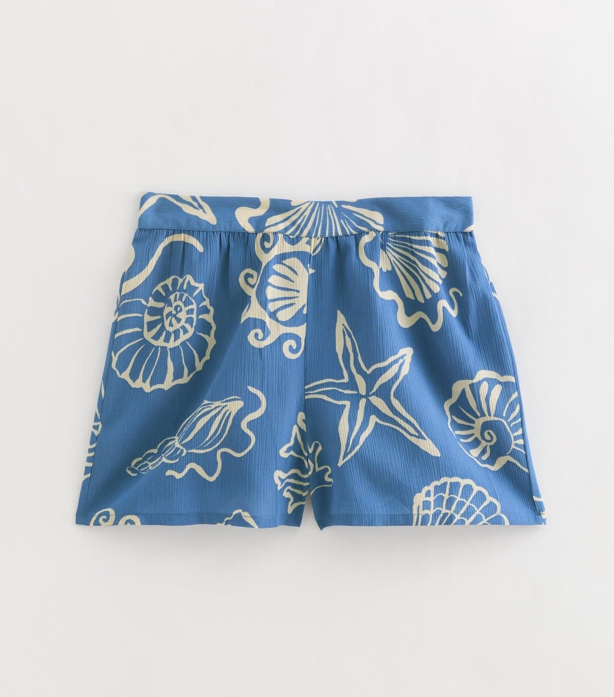 New Look Women's Blue and White Sea Print Lightweight Shorts New Look