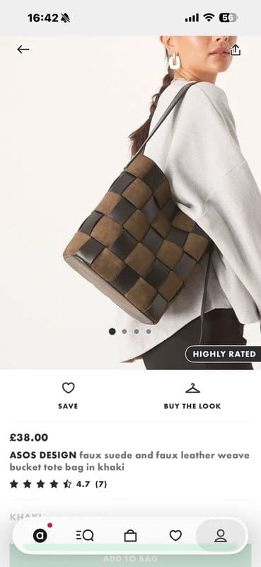 ASOS Khaki bucket tote bag