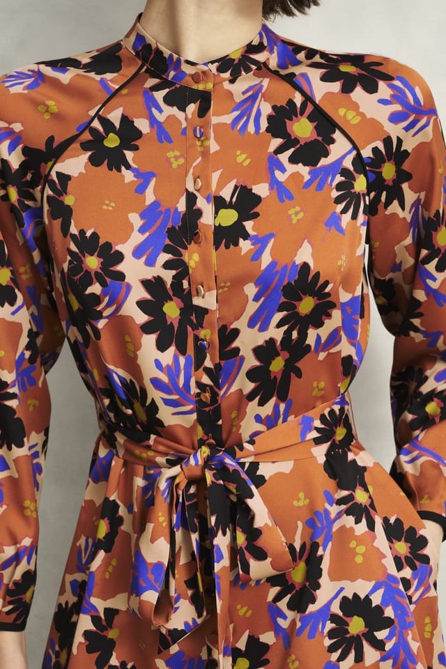 Hobbs London Hobbs London Women's Coworth Floral Belted Mini Dress in Light Brown - 3