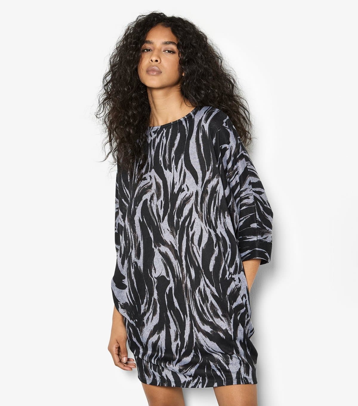 Apricot Women's Light Grey Cocoon Turn Up Sleeve Dress Apricot New Look