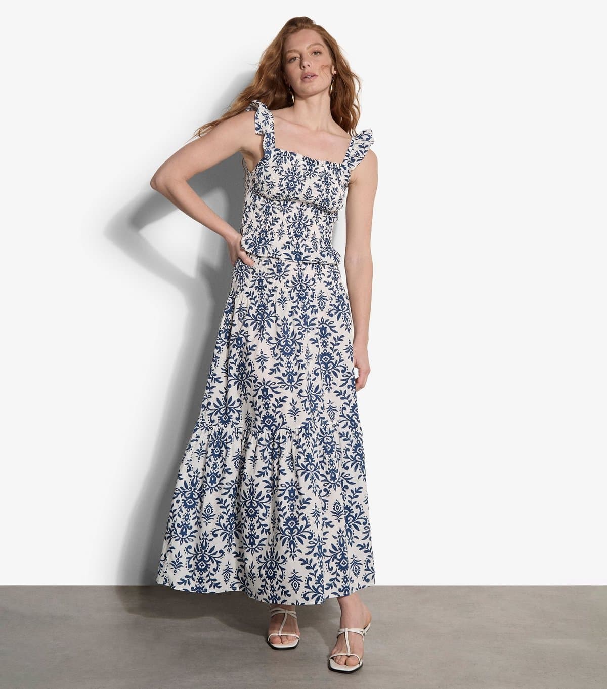 Apricot Women's White Ikat Tiered Maxi Skirt Apricot New Look
