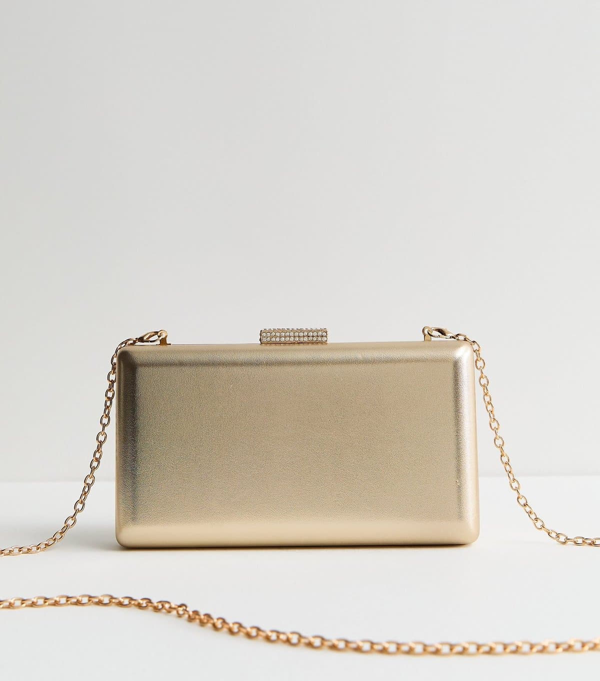 New Look Gold Faux Leather Box Clutch New Look