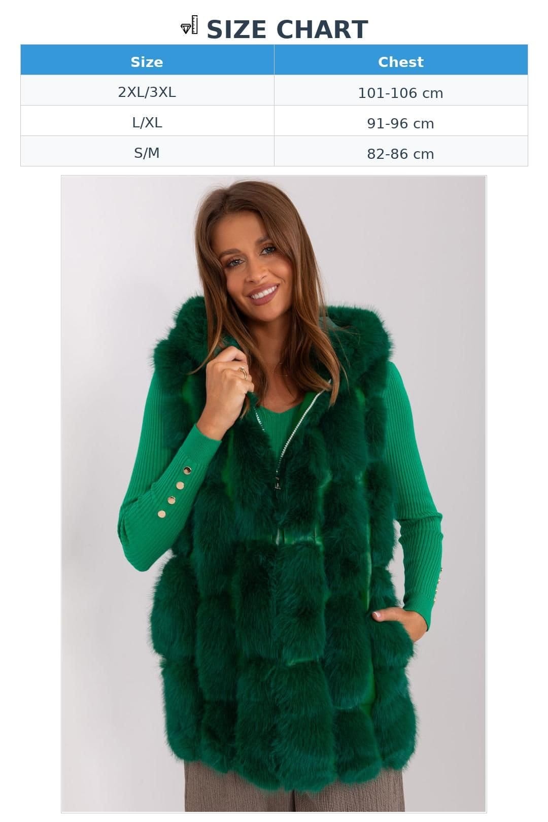 Love Lace Love Lace Women's Hooded Faux Fur Polyester Vest with Pockets Style 187596 in Green - 4