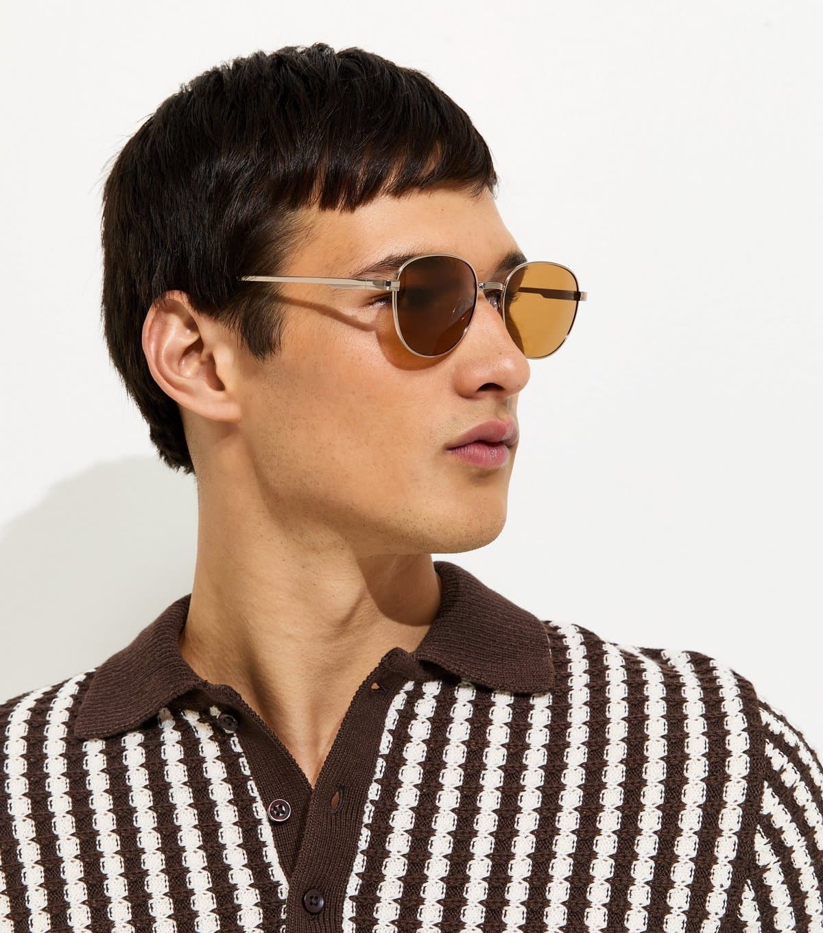 New Look Men's Brown Tortoiseshell Tips Round Sunglasses New Look