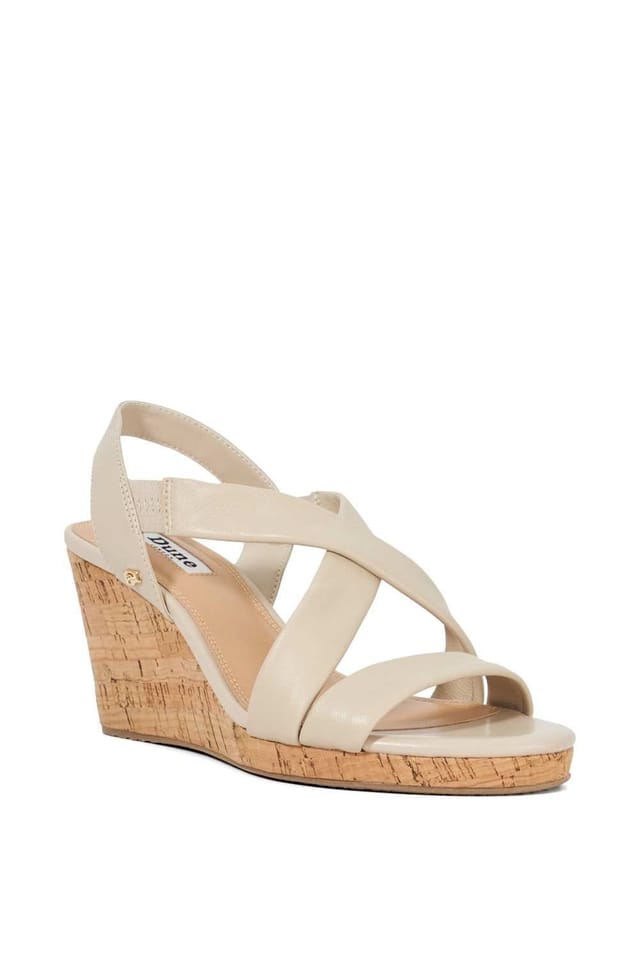 Dune London Dune London Women's Wide Fit 'Kamies' Leather Wedges in Natural - 2