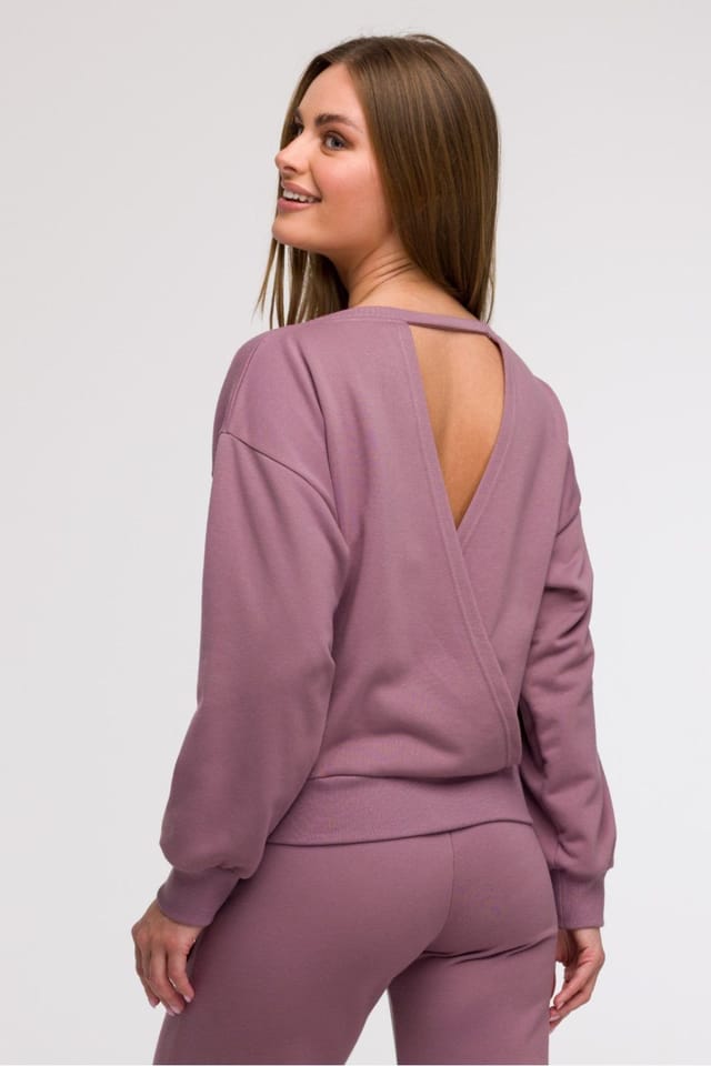 Love Lace Love Lace Women's Polish Wrap Open Back Oversized Blouse in Violet - 3