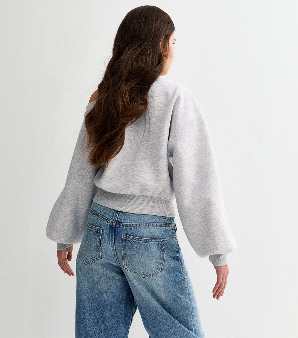 New Look Girls' Grey Satin Bow Off Shoulder Sweatshirt New Look - 4