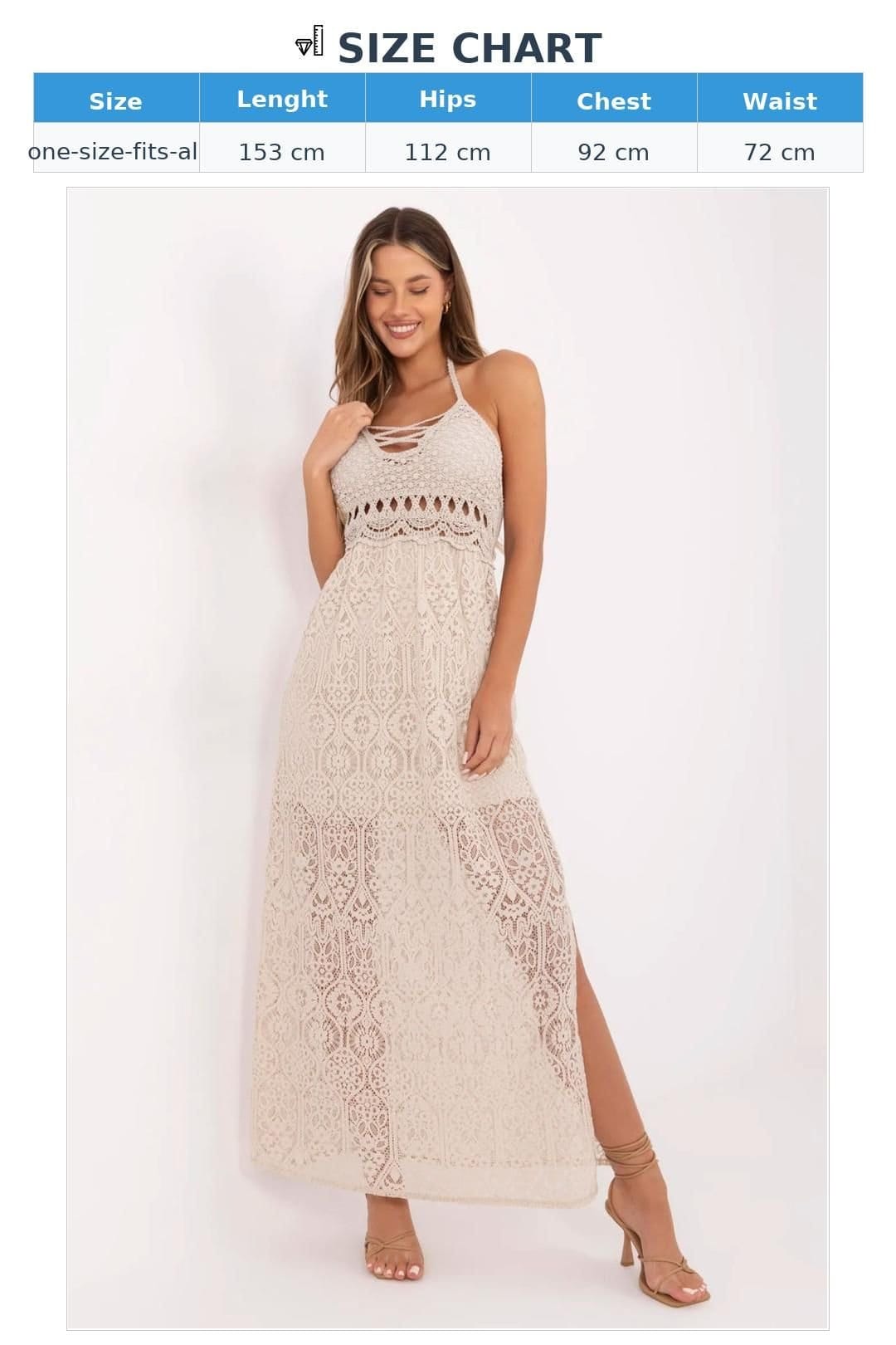 Love Lace Love Lace Women's Boho Lace Maxi Summer Dress with Padded Cups in Beige - 4