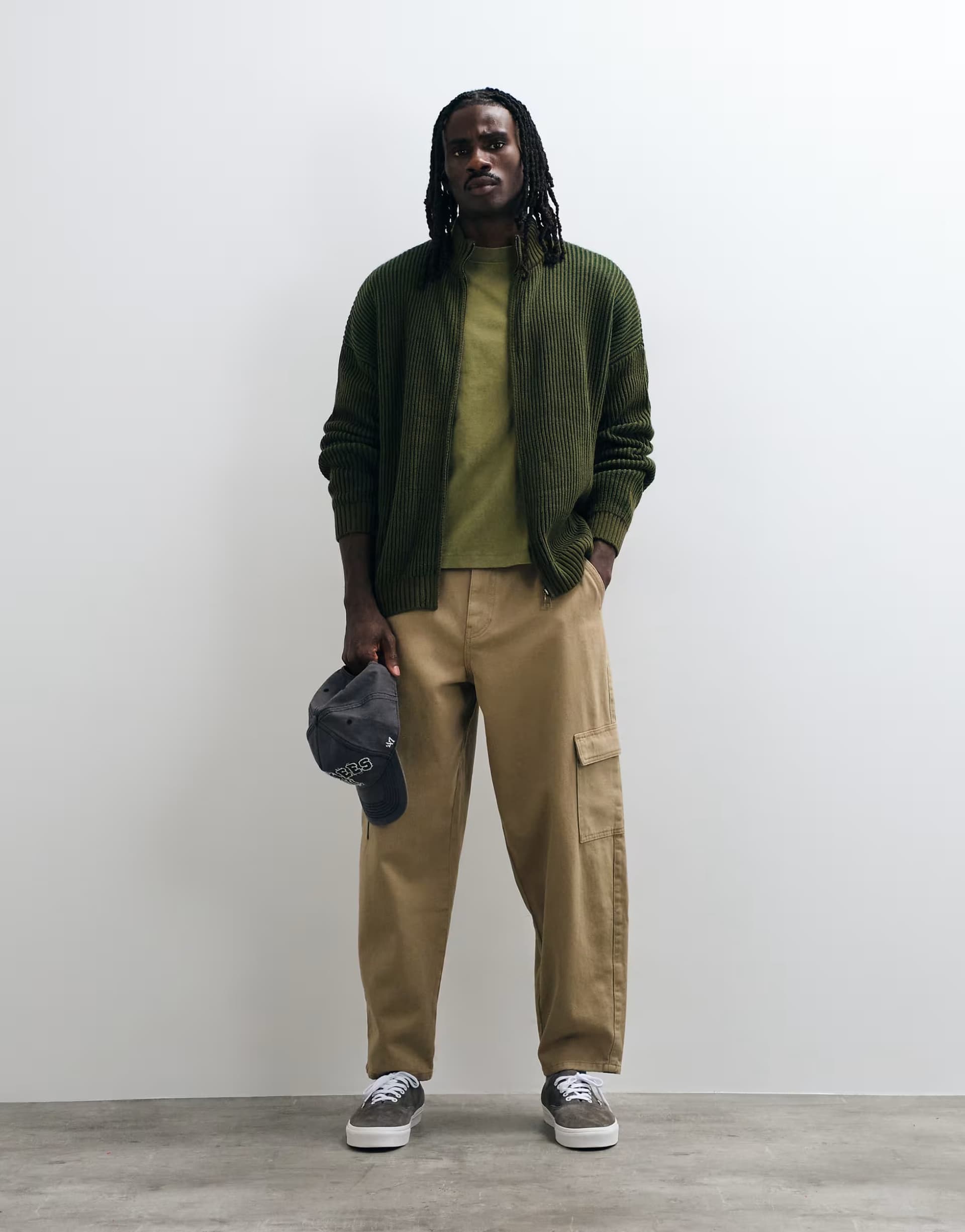 ASOS ASOS DESIGN relaxed barrel cargo trouser in tan with belt