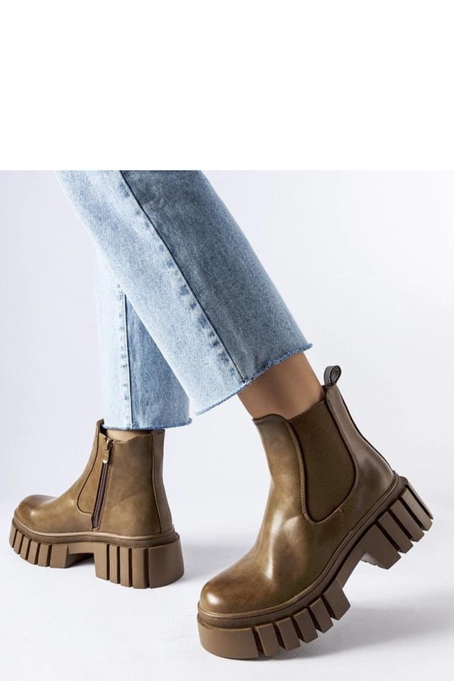 Love Lace Love Lace Women's Winter Platform Ankle Boots with Rubber Sole & Zipper in Brown - 3