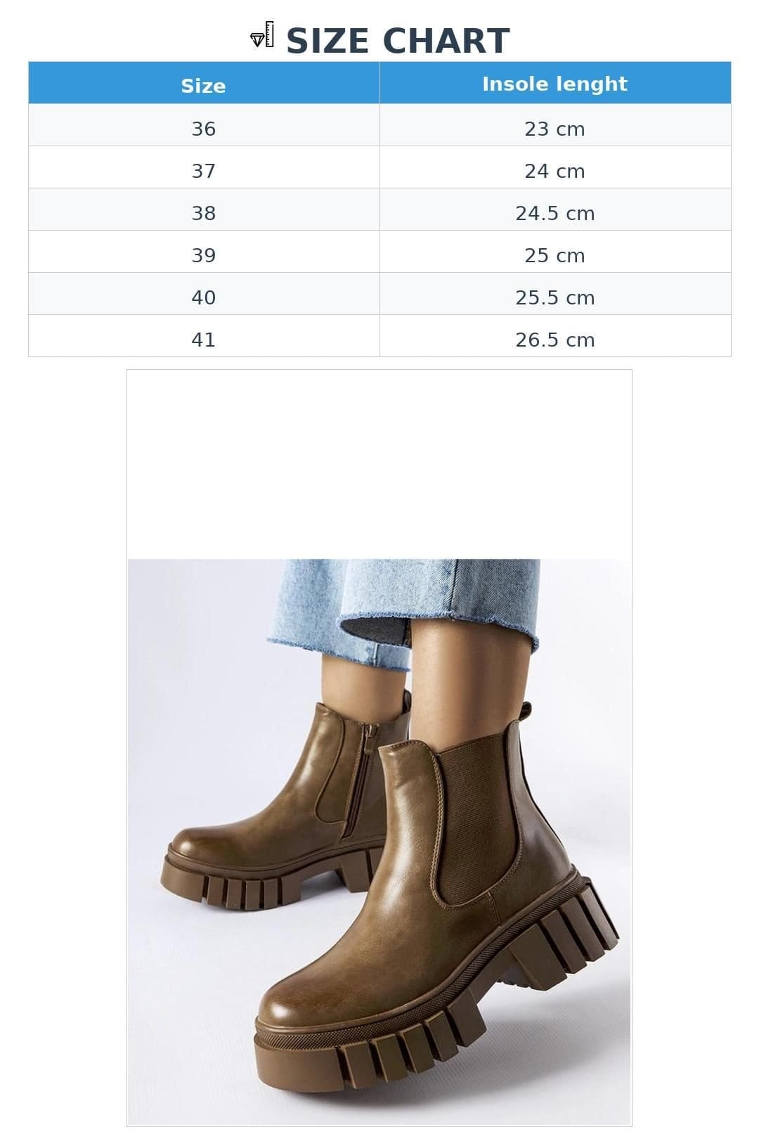 Love Lace Love Lace Women's Winter Platform Ankle Boots with Rubber Sole & Zipper in Brown - 4