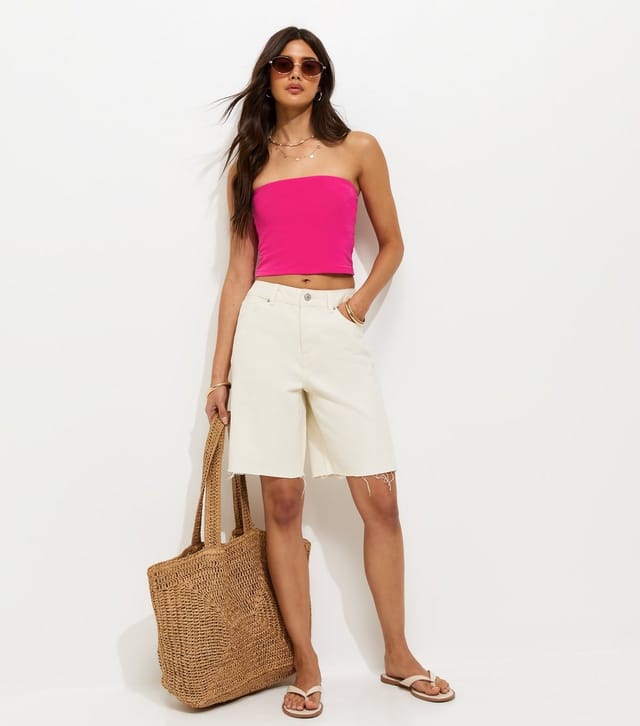 New Look Women's Bright Pink Jersey Bandeau Top New Look - 3