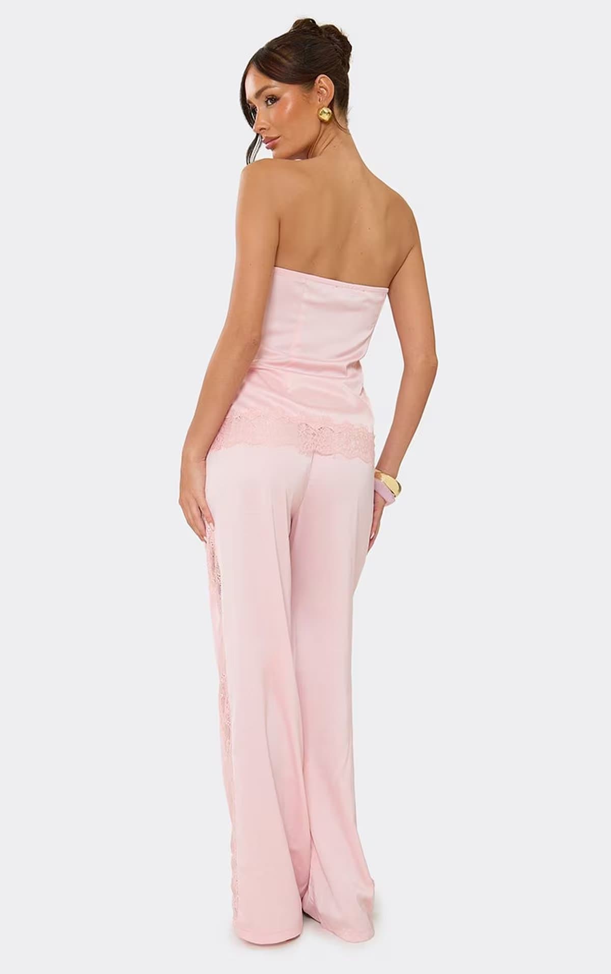 EGO Low Rise Trousers In Pink Satin, Women's Size UK 6