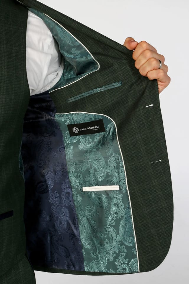 Paul Andrew Paul Andrew Men's Leo Checked Tailored Fit Blazer in Green - 3