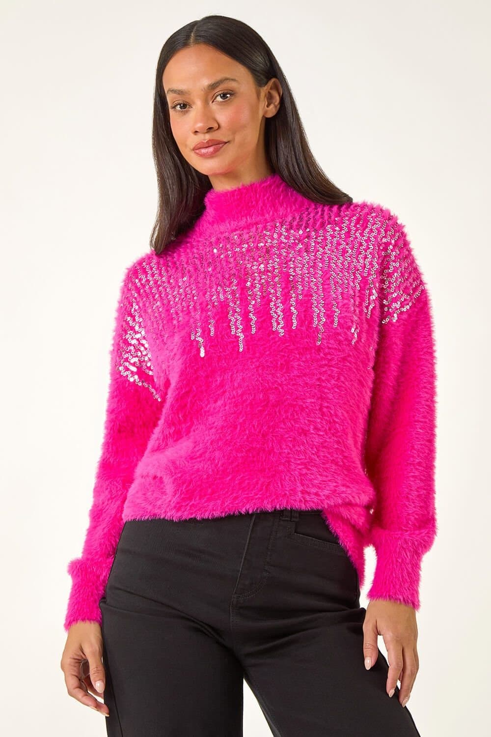 Dusk Dusk Pink Sequin Embellished Knit Jumper