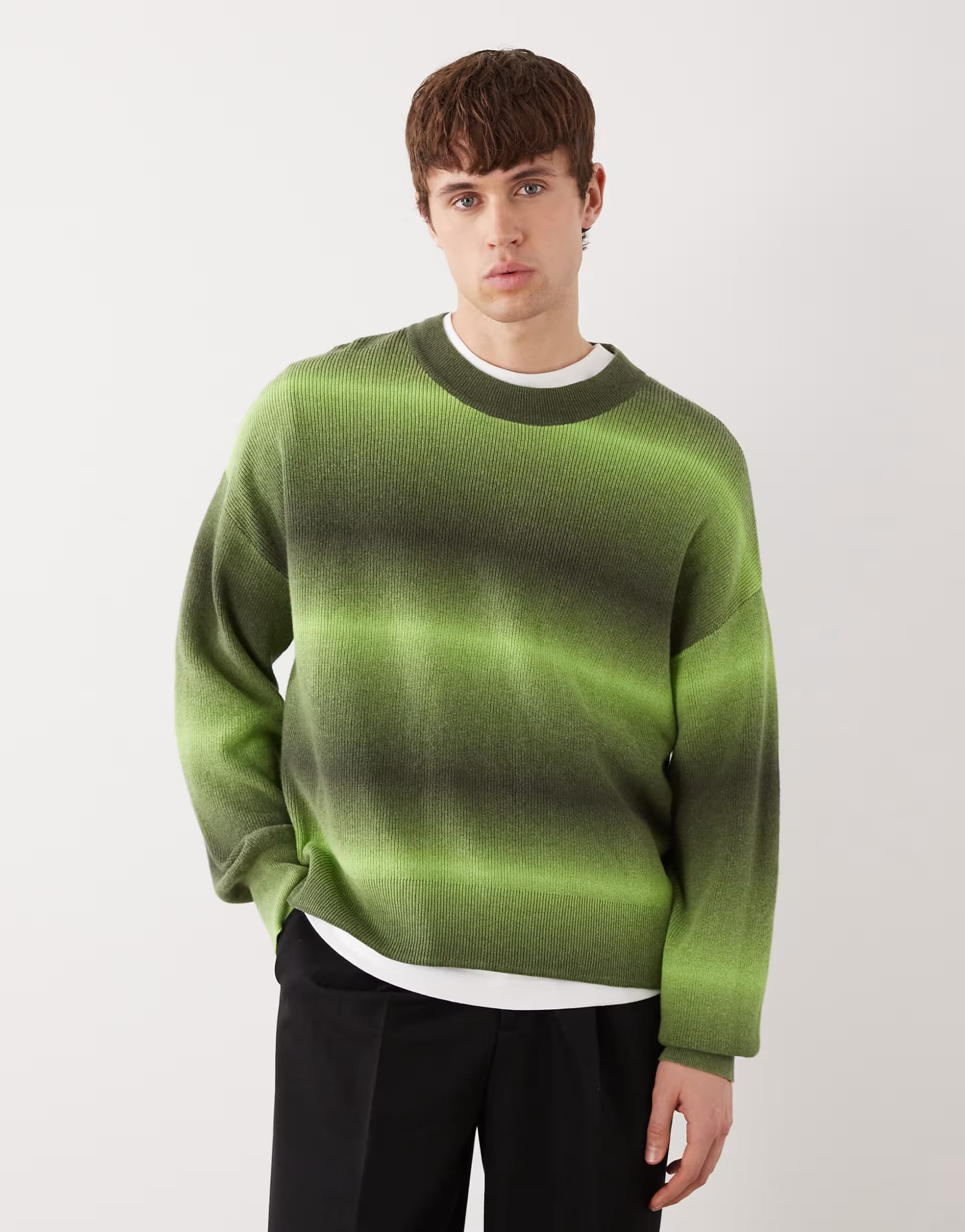 ASOS Weekday spacedye cotton jumper in green stripe