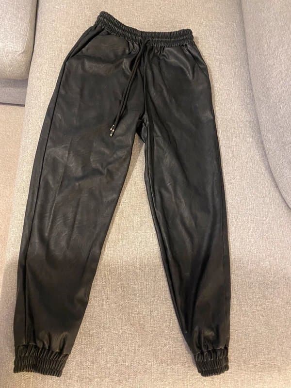 ASOS Black Faux Leather Cuffed Joggers