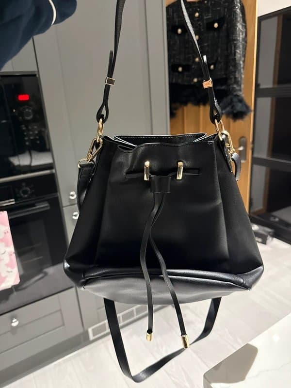 ASOS ASOS Black Faux Leather Bucket Bag
