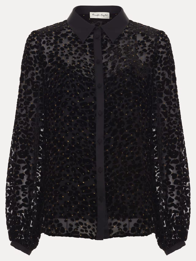 Phase Eight Phase Eight Women's Della Burnout Shirt in True Black - 2