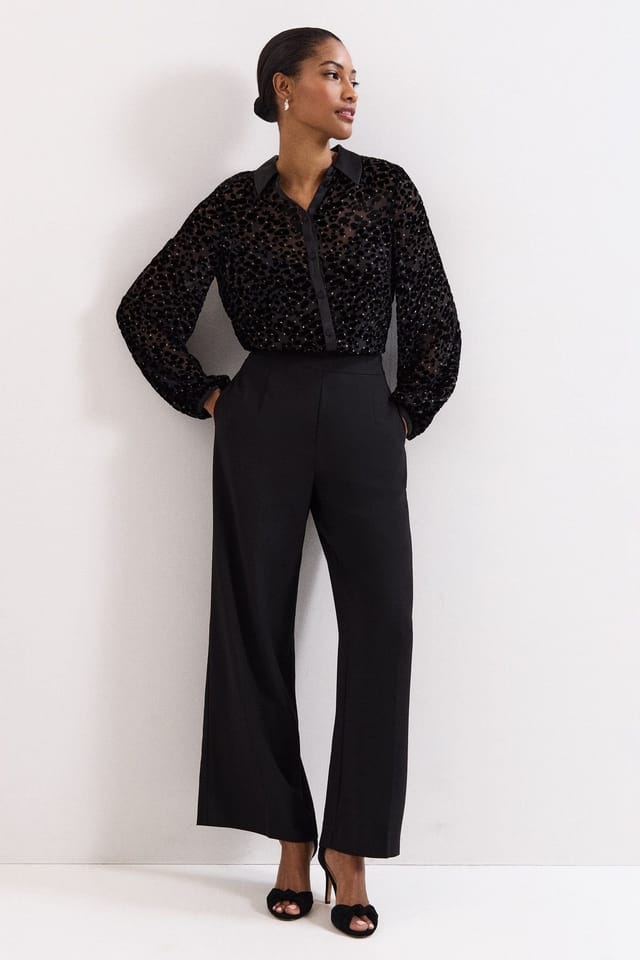Phase Eight Phase Eight Women's Della Burnout Shirt in True Black - 3