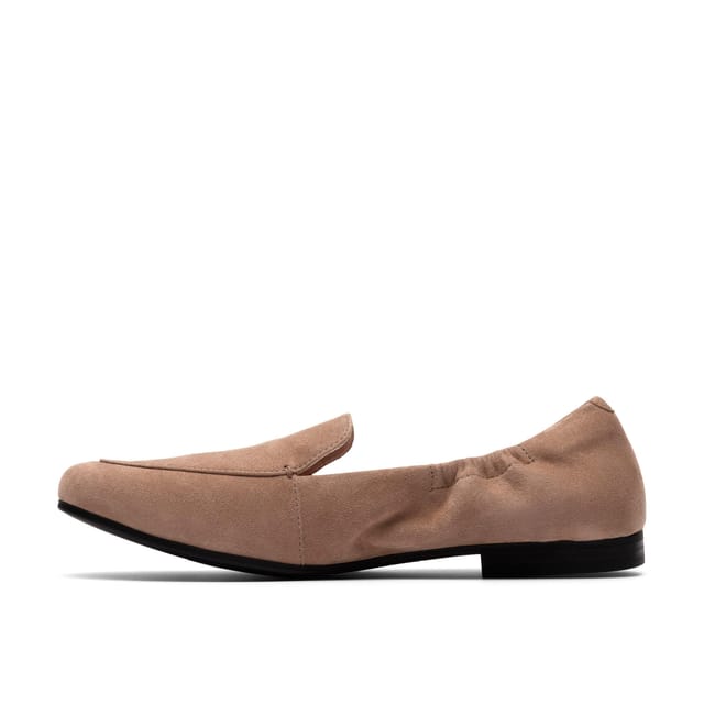 Clarks Clarks Women's Tamna Pure Mushroom Suede Loafers, Slip Ons in Light Tan - 2