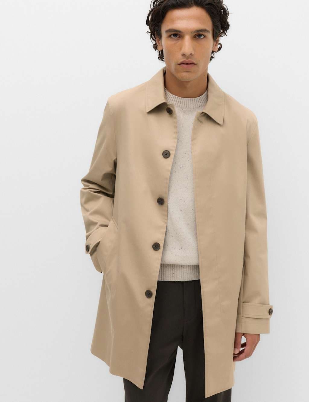 Marks & Spencer M&S Cotton Blend Car Coat Mac Beige