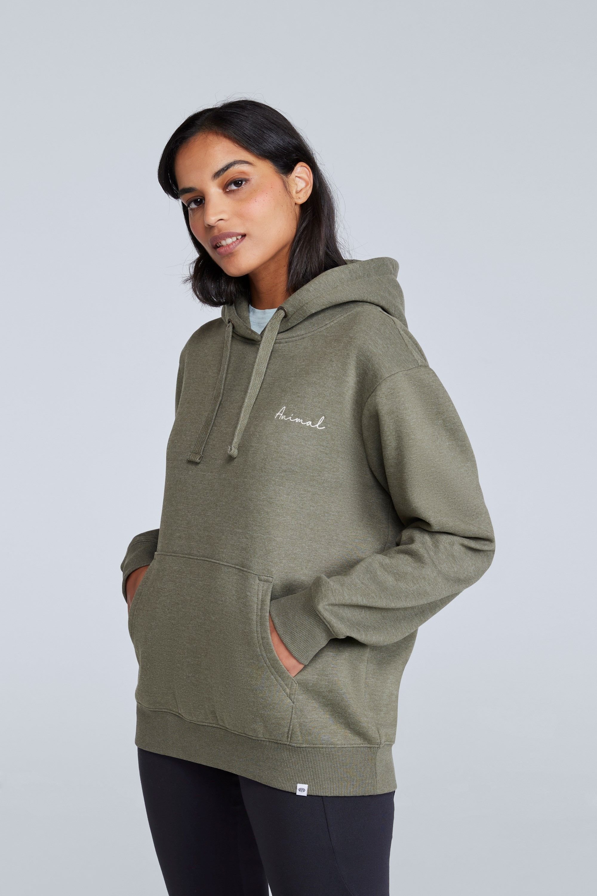 Animal Animal Women's Maya Hoodie Sweatshirt Gym Training Cotton Pullover in Light Khaki - 2