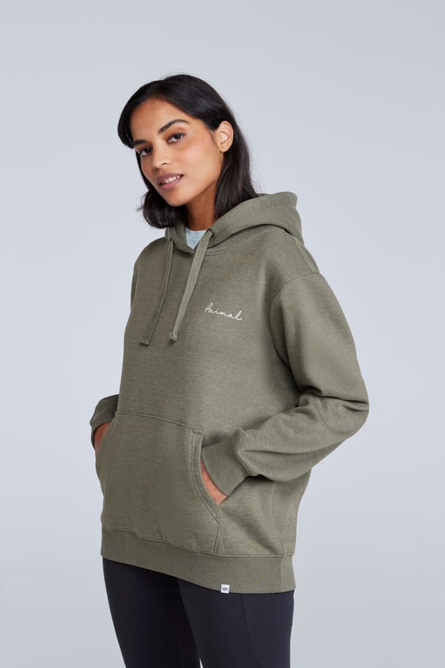 Animal Animal Women's Maya Hoodie Sweatshirt Gym Training Cotton Pullover in Light Khaki - 2