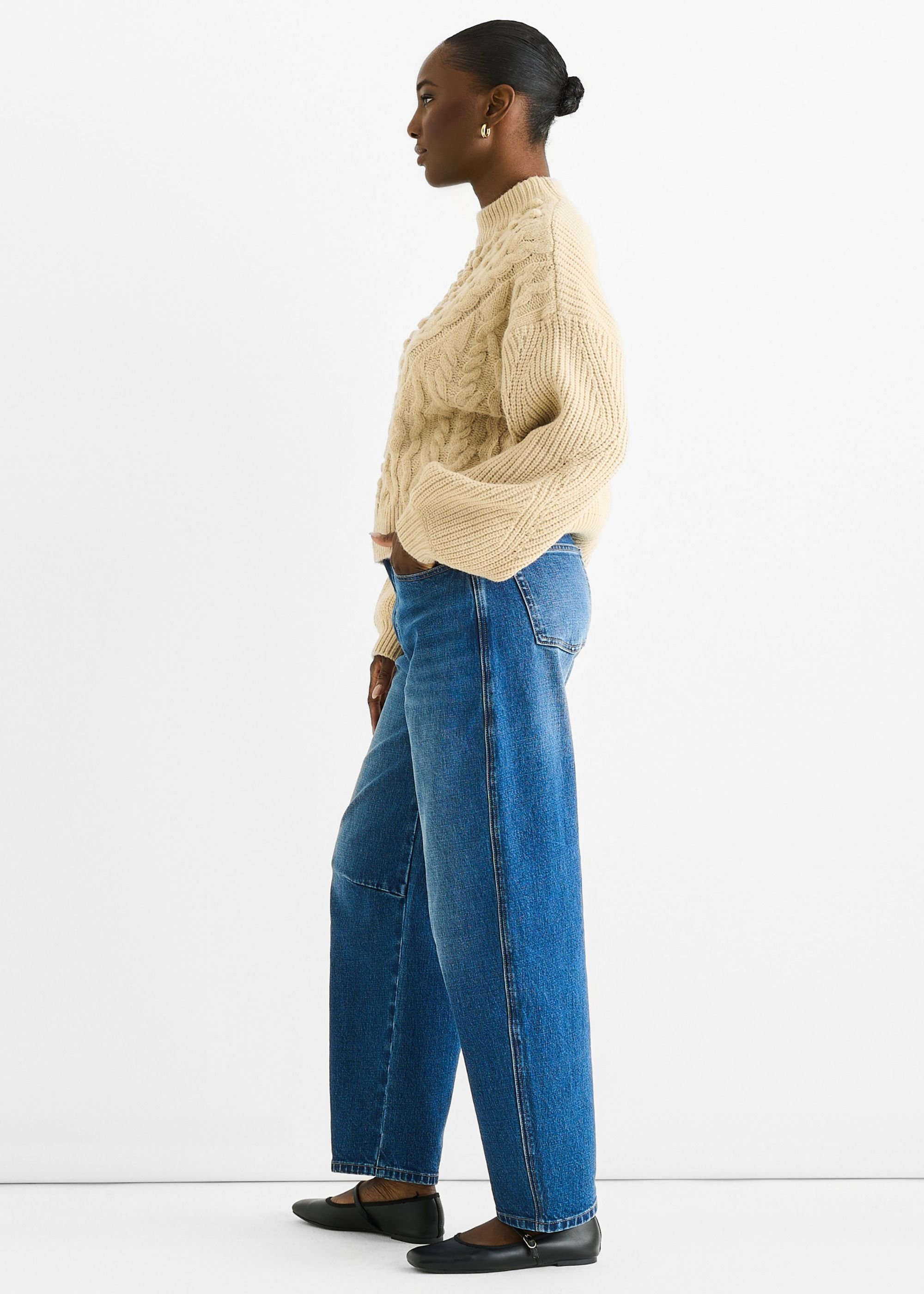 Gini London Gini London Women's Beige Chunky Knit Oversized Knit Jumper - 3