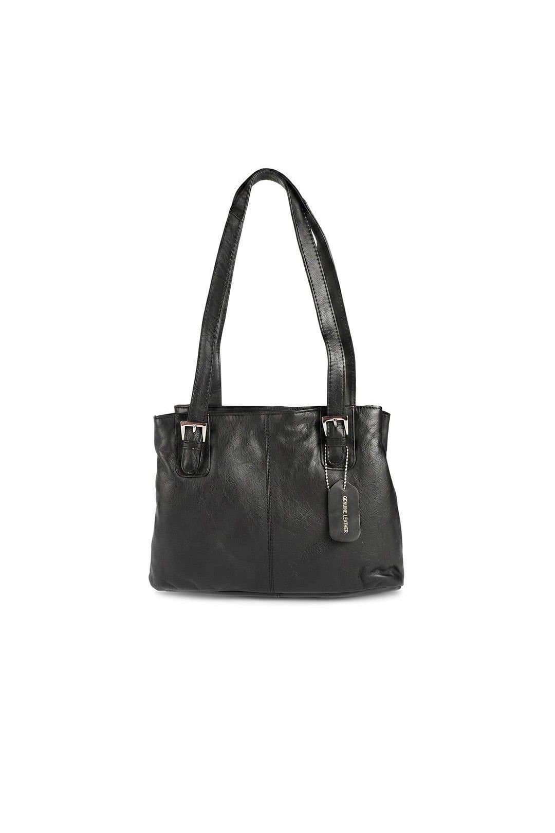 Pavers Pavers Women's Leather Handbag With Internal Pockets in Black