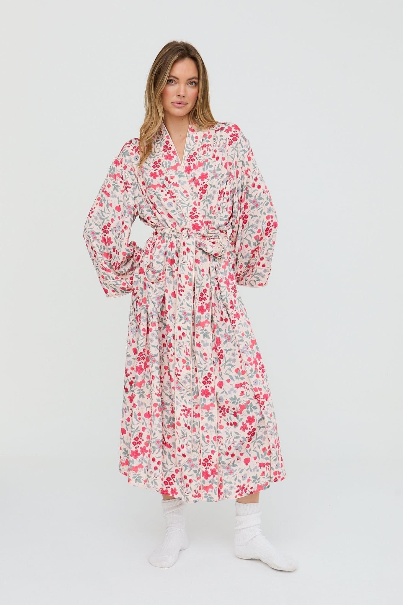 Lily and Lionel Lily and Lionel Cream Jasmine Print Kimono Robe