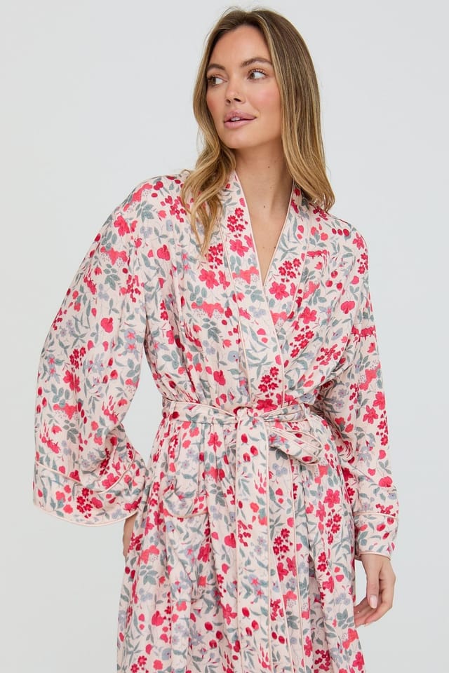 Lily and Lionel Lily and Lionel Women's Corina Kimono Style Jasmine Print Robe In Cream - 2