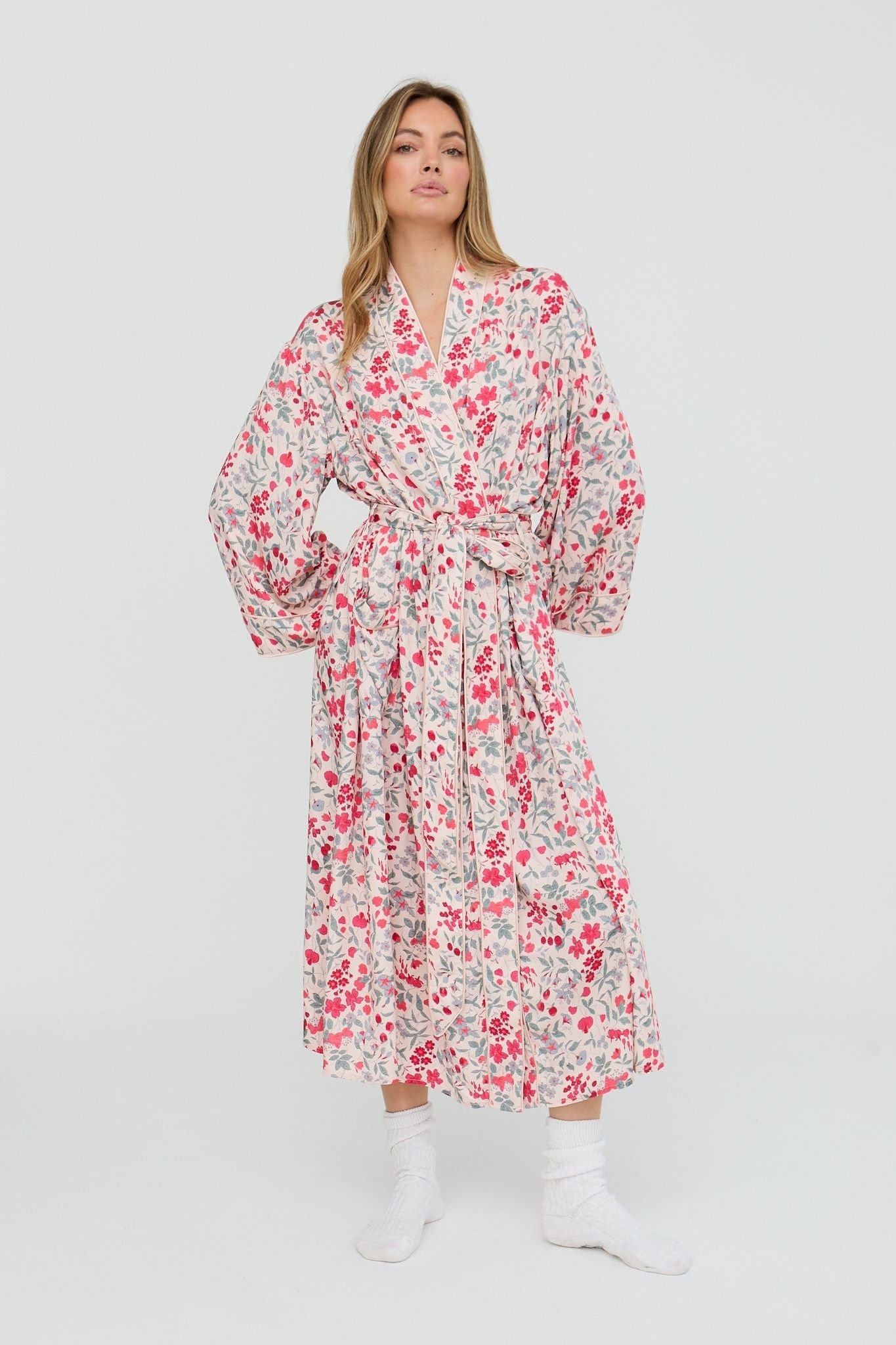 Lily and Lionel Lily and Lionel Women's Corina Kimono Style Jasmine Print Robe In Cream - 3