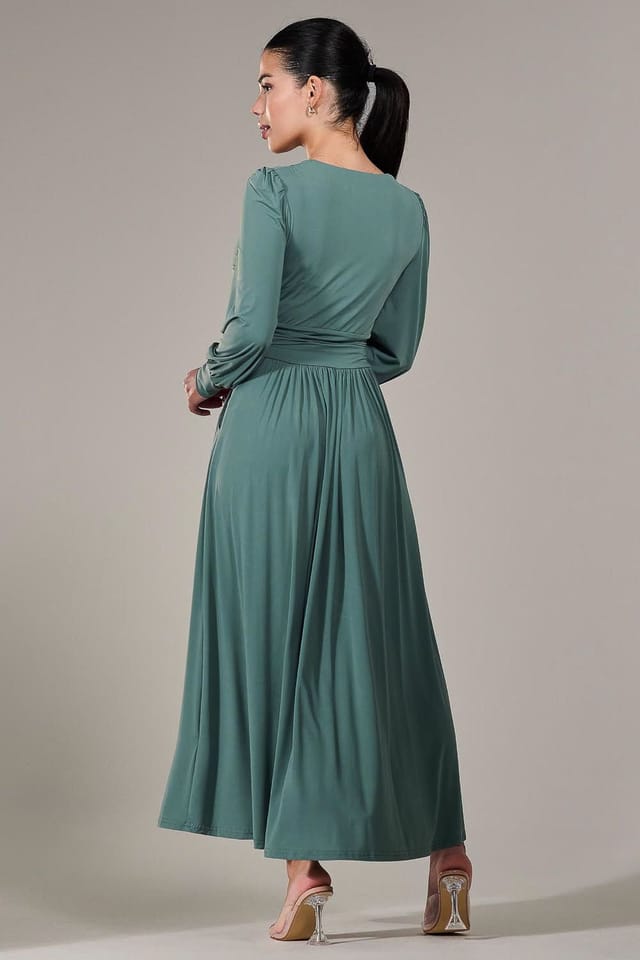 Jolie Moi Jolie Moi Women's Petite Long Sleeve Soft Silky Jersey Max in Light Green - 2