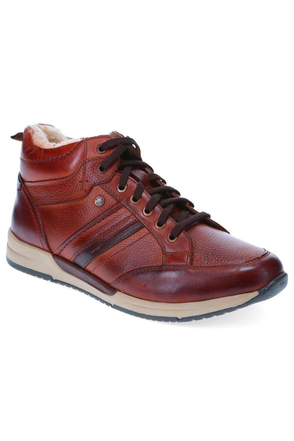 Pavers Pavers Men's Lace-Up Leather Ankle Boots in Brown