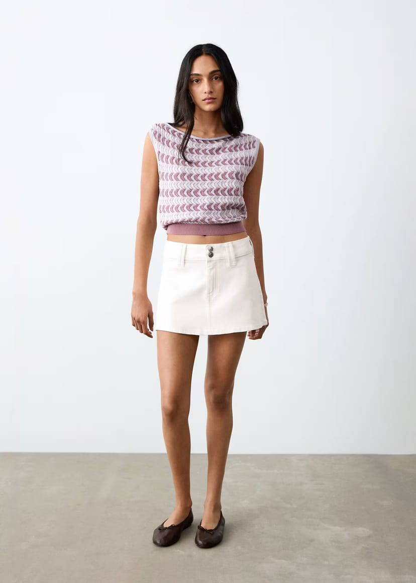 ASOS Mango Teen cotton rich denim mini skirt in white - 1