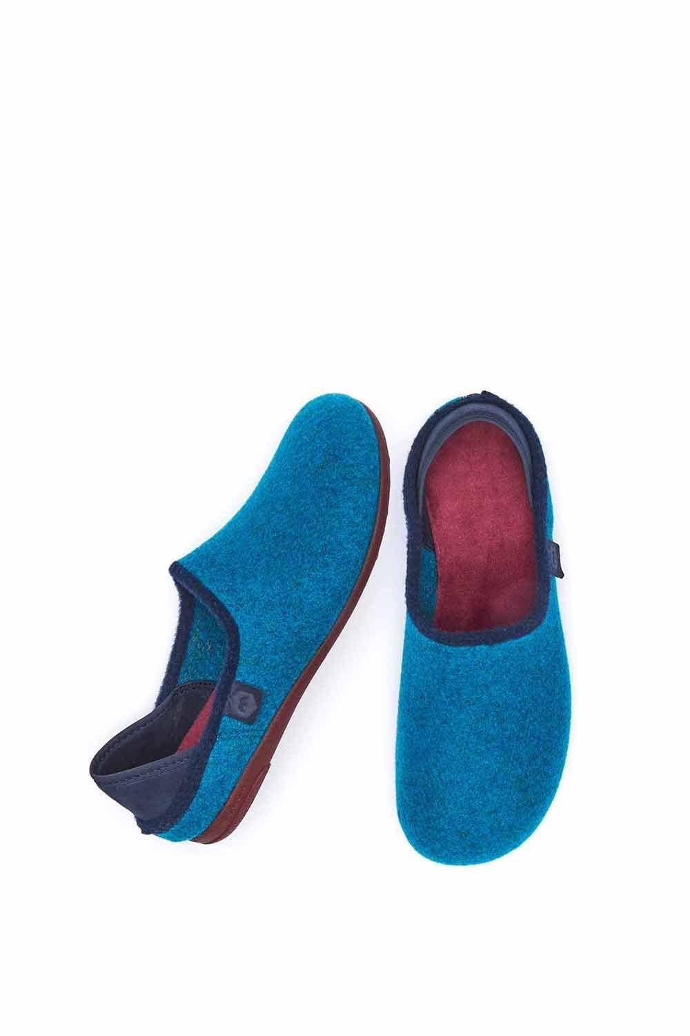 Moshulu Moshulu Men's Turquoise Felt Slippers