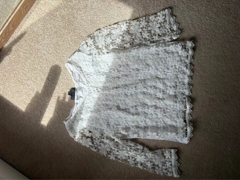Topshop Topshop flower lace blouse with 3/4 sleeves